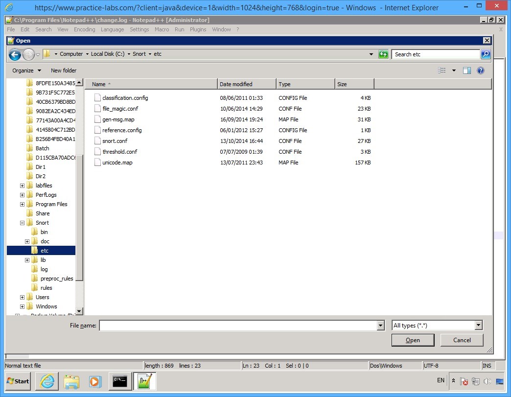 Practice Labs screenshot.